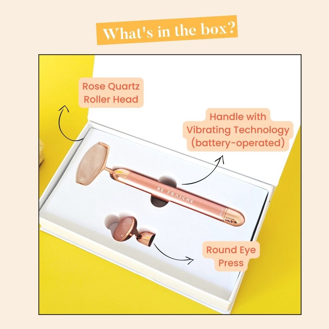 Be Fraiche | Uplift Vibrating Facial Rose Quartz Roller Set Be Fraiche | Uplift Vibrating Facial Rose Quartz Roller Set